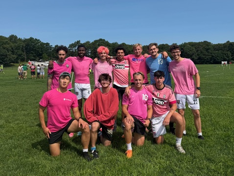 Jack Richardson with his soccer team on the field