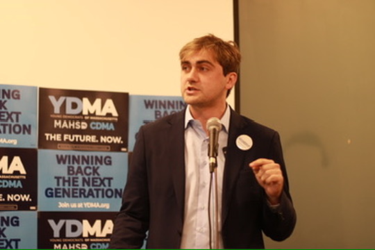 Jack Richardson speaking at a Young Democrats of Massachusetts event